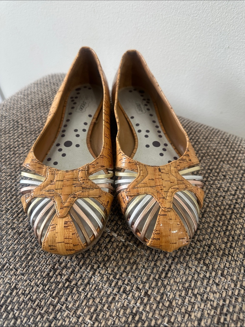 Oh Deer! Vintage Women's Cork-Pattern Ballet Flats Size 9